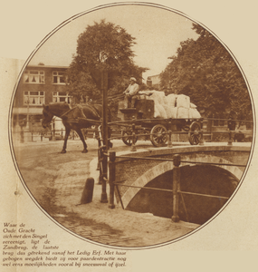 83626 Afbeelding van een paard met wagen op de Zandbrug over de Oudegracht te Utrecht.